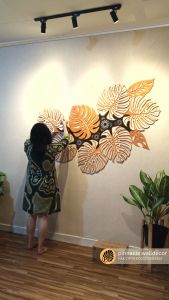 GRANDIOSA MONSTERA HIASAN DINDING UKURAN BESAR 2.25m X 1.2m bahan kayu albasia multilayer