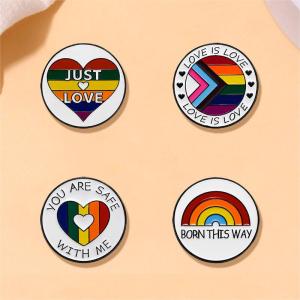 Cute Cartoon Rainbow Love Heart Enamel Brooch Creative Fashion English Letter Lapel Pin Badge Backpack Clothing Hat Accessories