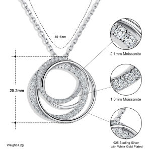 Pretty Beauty Moissanite Necklace for Women Four Interlocking Circles Pendant Necklace S925 Silver Gold Plated Luxury Jewelry