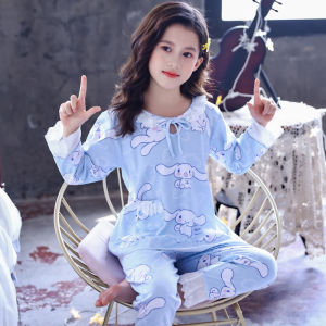 Childrens Pajamas Spring and Autumn Cotton Girls Autumn Long Sleeve Medium and Large Childrens Set Kids Princess Style Cotton Homewear
