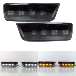 For 2003-2005 Toyota 4Runner LED DRL Daytime Running Lights Sequential Amber Turn Signal Front Bumper Lamp Assembly Angel Eye