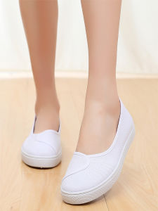 Giày Y Tá Màu Trắng Cho Nữ Đế Mềm Thoáng Khí Chống Mùi Trượt Một Bước Giày Làm Việc Phong Cách Bắc Kinh Cổ Điển Giày Da Giày Làm Đẹp