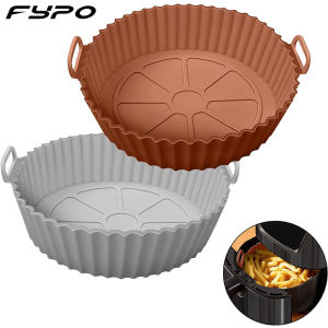 Fypo khay nướng cho lò nướng chiên bằng không khí 17cm đệm Silicone chiên bánh Pizza gà giỏ Mat Airfryer Tay cầm silicon chống nóng tròn replacemen Chảo nướng phụ kiện