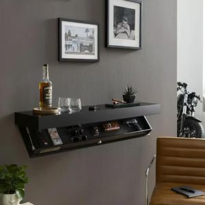 XMSJ | Wood Floating Wall Shelf Hidden Secret Compartment Drop Down Concealment Furniture Safe Stash Security Box For Home Office Room