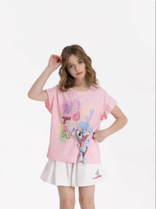 New Summer Colorful Letter Embroidery Adorable 3D Bear Kids T-Shirt