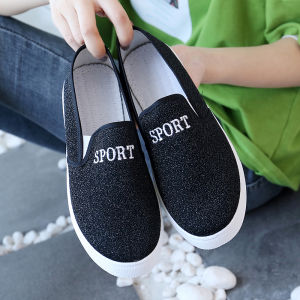 Spring Korean Style Womens Canvas Shoes with Thick Sole and Denim Upper Casual One-Pedal Easy Wear Shoes for Youth