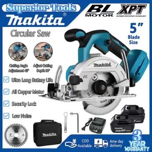 Makita 5 Inch Circular Saw Cordless Wood Plastic Marble Cutter Electric Sa Tile Marble Machine Garden Tool With 2 18V Battery