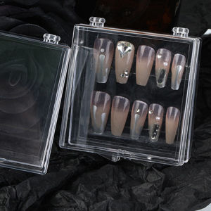 VEDO 💕COD Kotak Penyimpanan Kuku Press-on Kuku Buatan Tangan Kotak Penyimpanan Ujung Kuku Transparan Kotak Kemasan Seni Kuku
