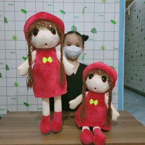 Búp bê Chibi váy đỏ gấu bông búp bê Chibi size lớn 60cm nhiều màu lông mịn cao cấp mẫu mới