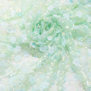 3D Embroidered Tulle Fabric with Sequin Petal Mesh for DIY Handmade Skirts Stage Costumes Photo Decoration Home Sewing Accessories