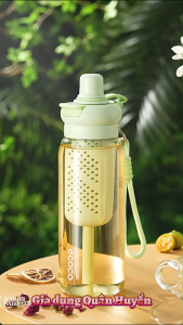 Bình nước ECOCO 720ml cao cấp Bình hút có ngăn lọc kèm dây đeo chống tràn nhựa Tritan an toàn sức khỏe 25059