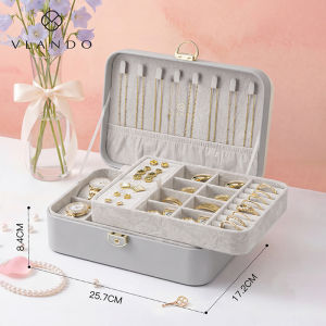 Vlando | Antioxidant Lockable Jewelry Box for Earrings and Necklaces Portable Accessory Storage Box