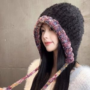 Thickened Fluffy Fox Ear Hat Scarf One Piece Autumn Winter Anti Cold Warm Lei Feng Cap Neck Protection Small Face Effect