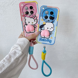 New Phone Case Infinix Zero 40 30 Tecno Spark 20 Pro Pova 6 5 Neo 4G Fun Unzip Pinch Peach Cute Cartoon Pooh Strawberry Bear Pacha Dog Hello Kitty Casing with Lanyard 2025