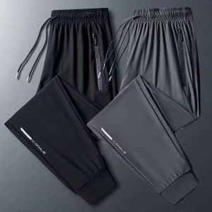 Ice Silk Quick Dry Summer Casual Pants Women Thin Elastic Waist plus Size Sporty Straight Leg High Waist Long Trousers