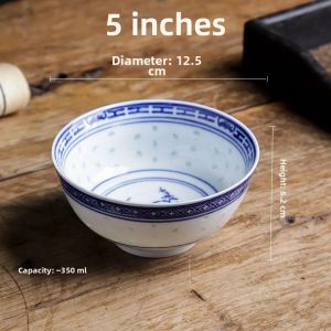 ciiemen | Authentic Jingdezhen Linglong Blue and White Porcelain Soup Bowl