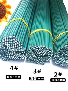 Handmade DIY Rose Sunflower Flower Stems Thicker Harder Rubber Coated Wire Leaf Greenery Floral Art Materials Garden Supplies