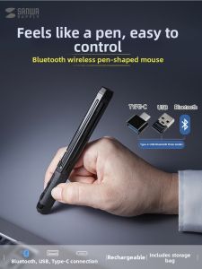 Hinomi | Wireless USB Bluetooth 3 Mode Rechargeable Type-C Pen Shaped Ergonomic Mouse