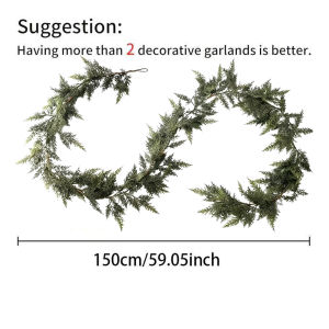 1.5m/1.8m/2.7m Christmas Garland Artificial Greenery Garland Winter Pine Garland for Table Mantle Wall Indoor Outdoor Decoration