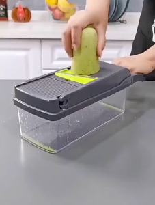 16-in-1 Multifunctional Vegetable Slicer Kitchen Vegetable Cutter Onion Chopper & Adjustable Fruit Veggie Slicer with Container Professional Fruit Vegetable Peelers for Potatoes Onions Carrots Garlic