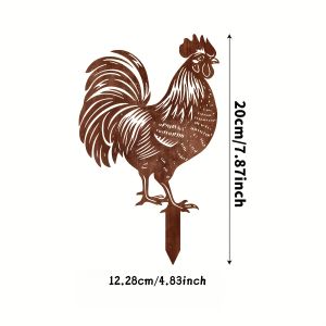 CIFBUY Iron Art Rooster Garden Stake Rustic Outdoor Decor Sign for Patio Balcony Yard Natural Style Halloween Wall Decor