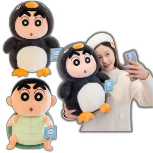 Bandai | Cartoon Penguin Crayon Shin Chan Plush Toy Shin Chan Turn Into Tortoise Plushies Stuffed Anime Cute Japanese Style Doll Gift Gir