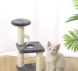 HATELI Cat Scratcher Climbing Frame Scratching Post Resistant Sisal Cat Tree with Mouse Toys Kitten Playground Pet Cats Furniture Jumping Platform Cat Tree