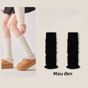 MiiOW | Tất dài đến đầu gối màu xám dày dặn cho nữ mùa đông giữ ấm chân dài đến đầu gối tất dài bằng vải dệt kim