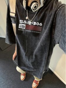 ZHUOCAN | Hefty Stone Washed Vintage Short Sleeve T-Shirt 240g