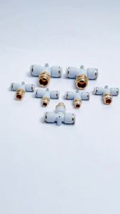 Tê Nối Nhanh YPB Tê Ren Ngoài Giữa Nối Nhanh PB Cắm Ống STNC Ống 4 6 8 10 12 16 - Màu Trắng