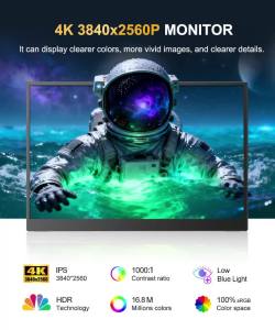 14 Inch 4K 3840*2560 High Resolution IPS Display Contrast Portable Gaming Monitor Adjustable Bracket PS5 Switch Phone Computer