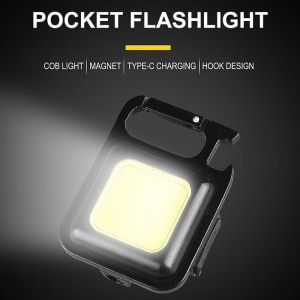 Mini LED Flashlight Work Light rechargeable Glare COB Keychain Light Portable Flashlight Outdoor Camping Small Light Hot