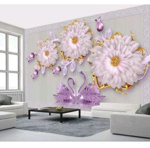 PROMO WALLPAPER DINDING BUNGA UNGU - WALLPAPER RUANG KELUARGA 3D - WALLPAPER DINDING3D RUANG TAMU