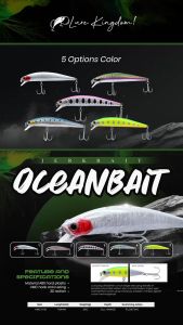 LURE KINGDOM OCEANBAIT - Umpan Floating Oceanbait 11Cm/20g 3D Action Lure Treble hook Anti Karat