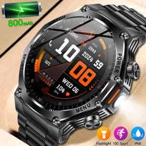 LIGE Jam Tangan Pria Pintar Kapasitas Besar Baterai 800mAh Panggilan Bluetooth Denyut Jantung Tekanan Darah Jam Tangan Kesehatan Anti Air IP67 untuk Android IOS + Kotak