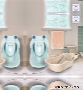 Chậu Tắm Cho Bé Chậu Tắm Ếch Cao Cấp Cho Bé Có Van Thoát Nước Việt Nhật Màu ngẫu nhiên