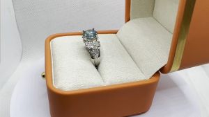 Nhẫn Hở Khí Chất Kim Cương Mosan Xanh Dương Và Xanh Lá Mới Bán Chạy Nhất 3 Karat Cho Nữ
