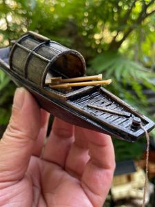 Retro Chinese Style Fishing Boat Model Floating Waterland Tank Decoration Outdoor Landscape Miniature Scenic Floating Boat