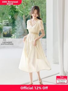 MOHANYIMEI | Slimming V-Neck Elegant Summer Dress Beach Style Lace and Shell Tassels