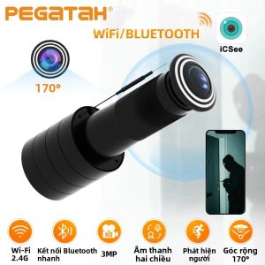 Camera WiFi ICSEE 3MP HD Dạng Mắt Thần 170 Độ °   Thiết Bị Quan Sát Cửa Góc Rộng Với Tính Năng Phát Hiện Chuyển Động Bảo Mật Nhà Thông Minh Ghi Hình Tự Động Mắt Mèo Không Dây Để Sử Dụng Trong Nhà