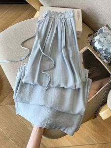 Quần Ống Rộng Xếp Ly Cỡ Lớn Mùa Hè Mỏng Rộng Rãi Cho Nam Quần Ống Đứng Thường Ngày Thoáng Khí Quần Ống Thẳng