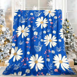 Beast Kingdom | Blue Daisies Print Machine Washable Quick Drying Super Soft Fuzzy Blanket Ideal Christmas Halloween Gift for Women Men Kids