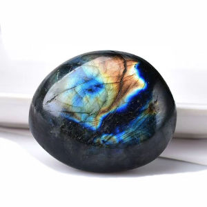 Labradorite Palm Stone Strong Flash Gemstone Thumb Worry Stone Palm Stone Natural Crystal Quartz Blue Moonstone Stress Relief Worry Stone Energy Crystals Decoration Gift