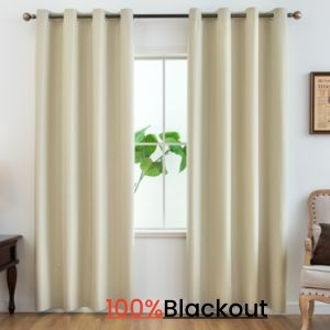 2pcs Solid Blackout Curtains Full Blackout Heat Insulation Curtains for Living Room Bedroomkitchen