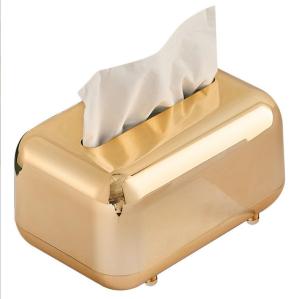 Luxurious Elegant Metallic Gold Silver Tissue Box Tabletop Napkin Holder