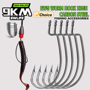 9KM EWG Worm Hooks 25Pcs Ewg Fishing Hook Offset for Bass Fishing Live Bait Hooks Texas Rig Saltwater Freshwater