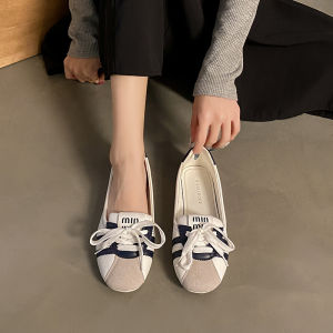 IELGY French retro flat shoes for women new style with skirt slip-on white shoes