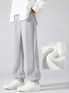 Warrior | Warm Thickened Gray Sweatpants Men Autumn Winter Loose Casual Long Pants