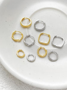 ต่างหูชุบทอง 18K ทองแดง ต่างหู DIY ทำมือ สีสันสดใส อุปกรณ์ตกแต่งหู เครื่องประดับแฟชั่น ต่างหูแบบติดหู