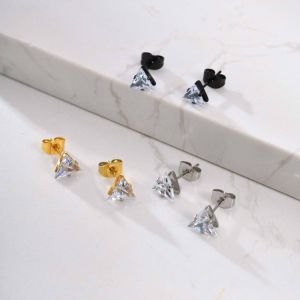 ต่างหูเม็ดกลมเซอร์โคเนียสามเหลี่ยม Kemstone-เครื่องประดับเรขาคณิตสำหรับผู้ชายและผู้หญิง